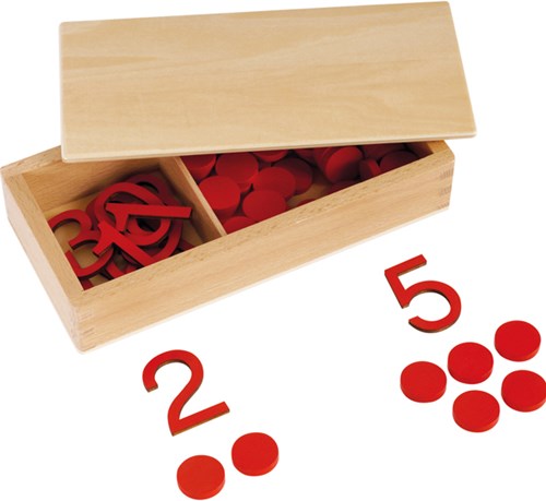Eduplay jouet Montessori chiffres et jetons en bois dans une boîte