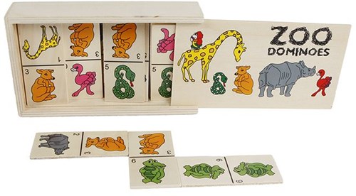 Domino bois FSC jouet éducatif enfant - jeu de dominos en bois 28 pièces