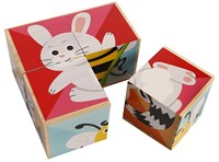 Puzzle blocs en bois animaux FSC jouet éducatif 4 pièces multicolore