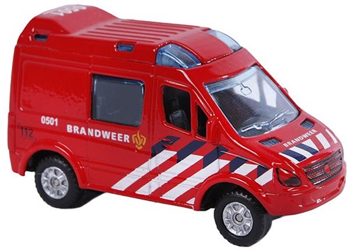 Brandweerauto die-cast pull-back speelgoedvoertuig 8 cm blauw