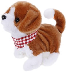 Loophond pluche interactief hondje met geluid en bandana wit