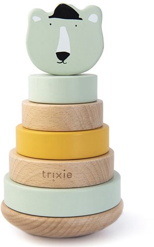 Trixie tour d'empilage en bois - jouet éducatif Mr. Polar Bear vert FSC-2