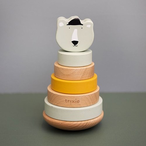 Trixie tour d'empilage en bois - jouet éducatif Mr. Polar Bear vert FSC-3