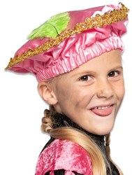 Béret de Piet satiné rose avec plume - accessoire de déguisement Sinterklaas