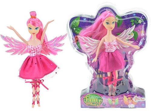 Fee pop glittervleugels modepop roze speelgoed pop 22 cm-2