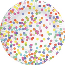 Haza borden confetti karton 8 stuks kleurrijk feest tafelservies