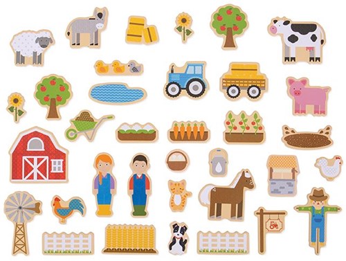 BigJigs magnets de ferme en bois jouet - 35 pièces-2