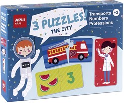 APLI Kids puzzel set - voertuigen, getallen en beroepen - educatief speelgoed