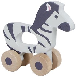 Jouet animal en bois sur roues 13cm - figurine à pousser bébé