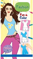 Color Fun Fashion World livre de coloriage avec autocollants et pochoirs pour enfants