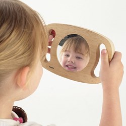 TickiT houten handspiegel educatief speelgoed vlakke spiegel