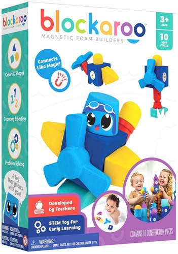 Blockaroo magnetisch vliegtuig bouwset foam blokken badspeelgoed 10dlg