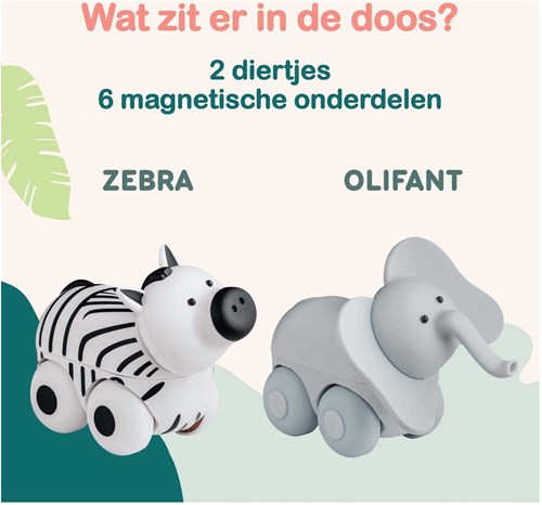 Clics magnetisch speelgoed safari dieren - Magimals Wheely Safari Box 6-delig-3