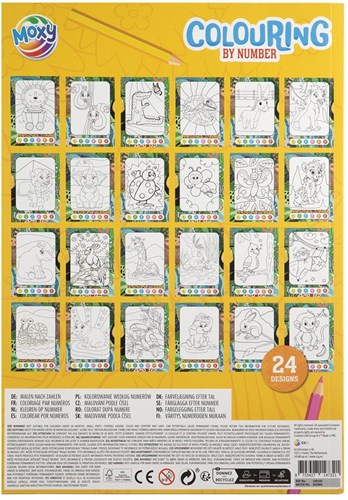 Kleuren op Nummer kleurboek A4 met 24 designs en 6 stiften voor kinderen
