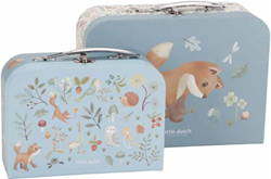 Little Dutch kofferset - speelgoed koffertjes Forest Friends blauw FSC karton