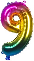 Ballon aluminium 9 arc-en-ciel 21989