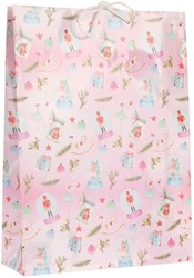 Geschenktas kerst cadeaupapier 34cm met kerstillustraties