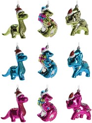 Dinosaurus kerstboom decoratie set - 27 stuks - metallic hangers