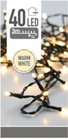 Buiten ledverlichting lichtsnoer warm wit 40 LED 3 meter kerstverlichting