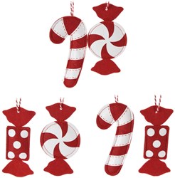 Kersthangers vilt snoep decoratie set van 12 multicolor kerstboom