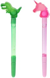 Balpen figuur Pop It glitter speelgoed pen multi kleuren