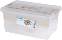Boîte de rangement plastique blanche avec poignée et plateau 32x23x17cm jouets