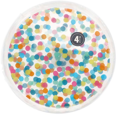 Assiettes à dessert en plastique à pois transparentes 22,5cm 4 pièces