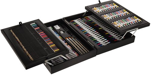 Coffret de peinture et dessin en bois 174 pièces - Mallette d'art - Set de peinture-3