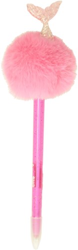 Balpen zeemeermin met pompom - kleurrijke kinderpennen accessoire