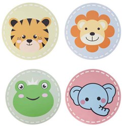 Dierenplacemats ronde set van 12 - placemats 38cm multicolor