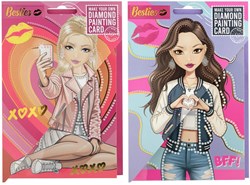 Besties carte diamond painting avec enveloppe - kit créatif