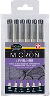 Sakura set de feutres fins - 6 stylos noirs Pigma Micron pour dessin