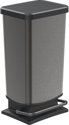 Rotho poubelle à pédale 40 litres graphite - plastique durable