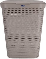 Rotho wasmand kunststof 55 liter cappuccino met deksel - Country