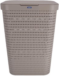Rotho wasmand kunststof 55 liter cappuccino met deksel - Country