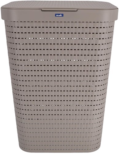 Rotho wasmand kunststof 55 liter cappuccino met deksel - Country