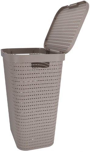 Rotho wasmand kunststof 55 liter cappuccino met deksel - Country-3