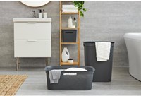 Rotho wasmand Brisen 50 liter antraciet met deksel kunststof-2