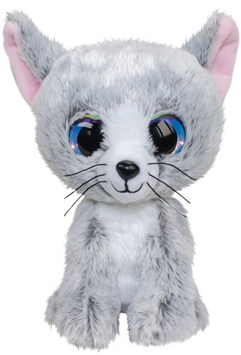 Lumo Stars knuffel kat Katti 15cm pluche speelgoed grijs wit