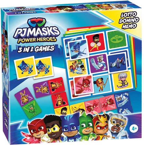 PJ Masks collection de jeux 3-en-1 jeu de cartes loto domino mémo enfant