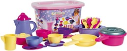 Androni Giocattoli speelgoed servies in opbergbox - kleurrijk kinderservies