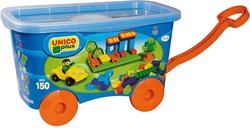 Bouwblokken trolley 150-delig multicolor - grote Unico box op wielen