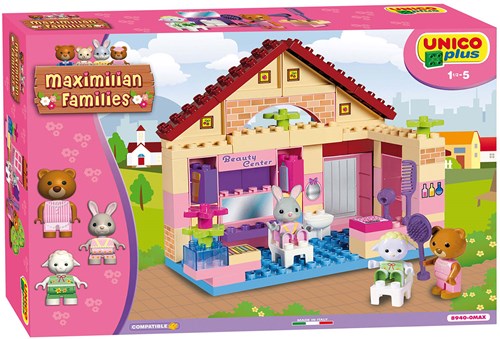 Coffret de construction Unico Maximilian familles salon de beauté avec 3 figurines