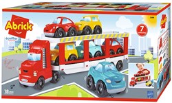 Abrick autotransporter speelgoed vrachtwagen met 6 auto's kunststof