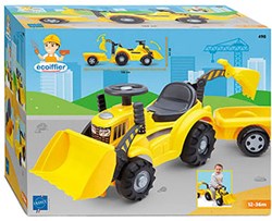 Ecoiffier tracteur porteur jouet avec chargeur frontal et remorque - multicolore