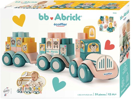 Abrick dierentrein bouwblokken speelgoedtrein pastel kleuren 51-delig