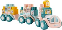 Abrick dierentrein bouwblokken speelgoedtrein pastel kleuren 51-delig-3