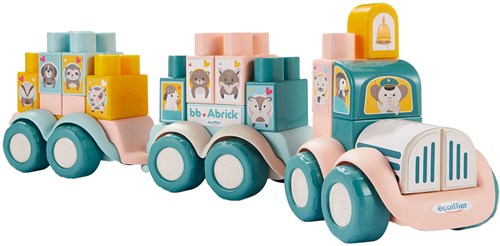Abrick dierentrein bouwblokken speelgoedtrein pastel kleuren 51-delig-3
