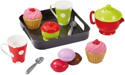 Ecoiffier speelgoed dienblad cupcakes theeservies set 12-delig