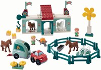 Abrick paardenrenbaan bouwset - kleurrijke speelset met paarden-2